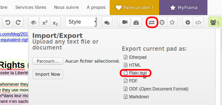 exporter en simple texte